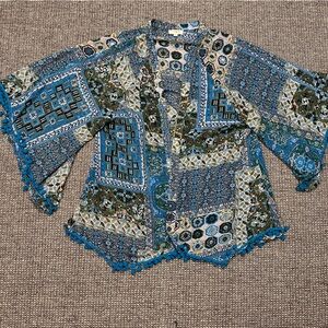 Umgee Blue and Green Patterned Shawl